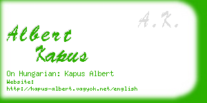 albert kapus business card